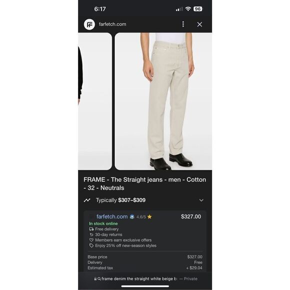 FRAME The Straight Jeans Cream Button Down Raw Hem - Picture 14 of 14